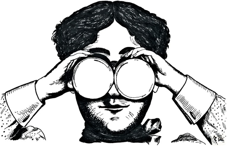 Binoculars – dip pen and ink, 125 x 200 mm, 2012.