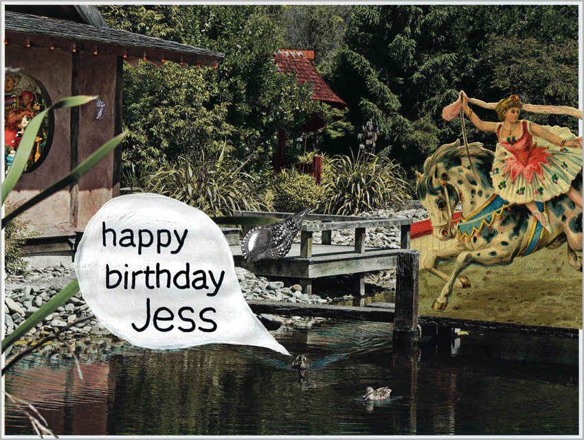 happy birthday Jess – mixed media, 190 x 255 mm, 2012.