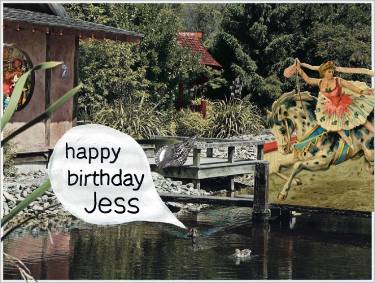 happy birthday Jess – mixed media, 190 x 255 mm, 2012.