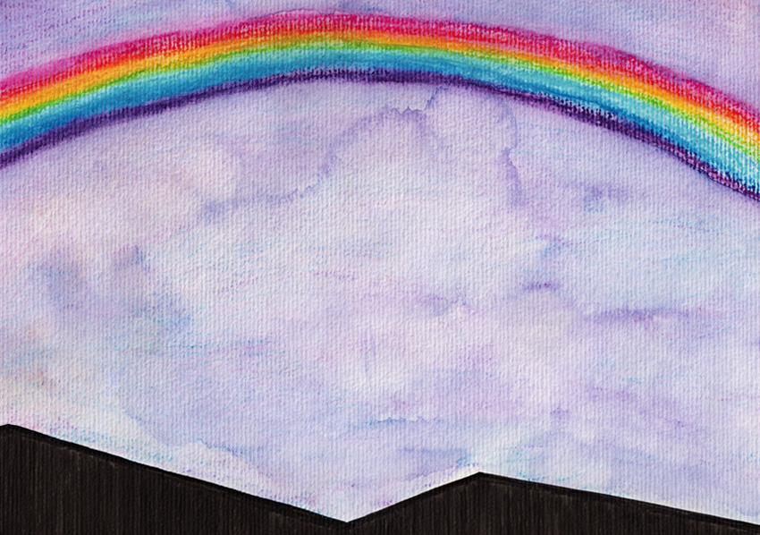 Double rainbow #2 – ink and watercolour, 2012.