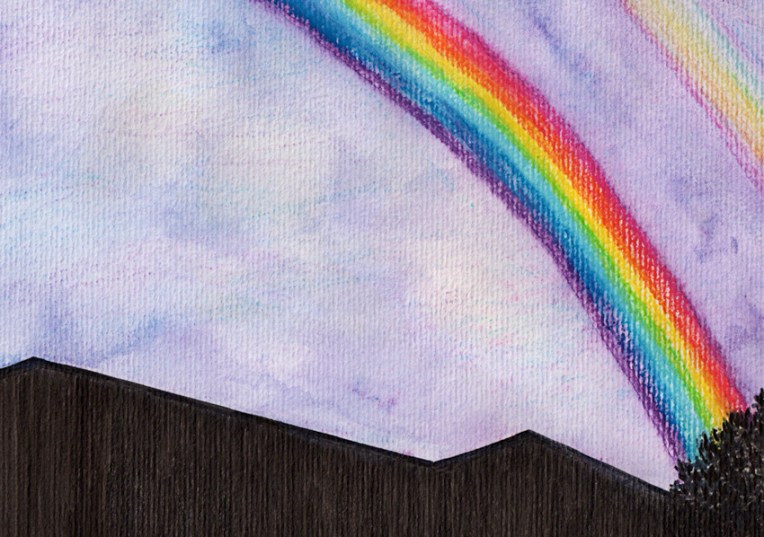 Double rainbow #3 – ink and watercolour, 2012.