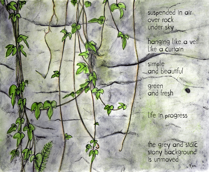 Leaf study – ink, watercolour and digital, 175 x 210 mm, 2012.