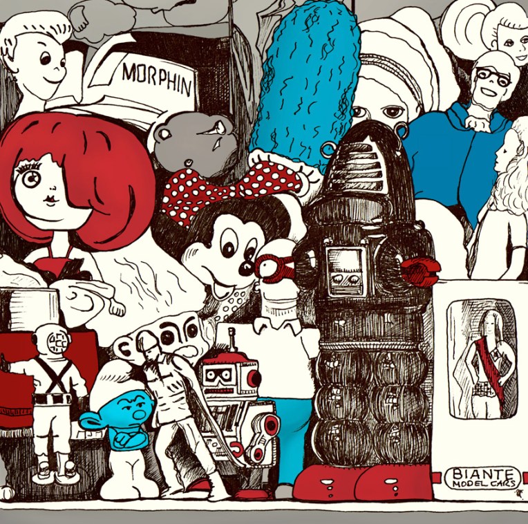 Toy museum – ink and digital, 130 x 130 mm, 2012.