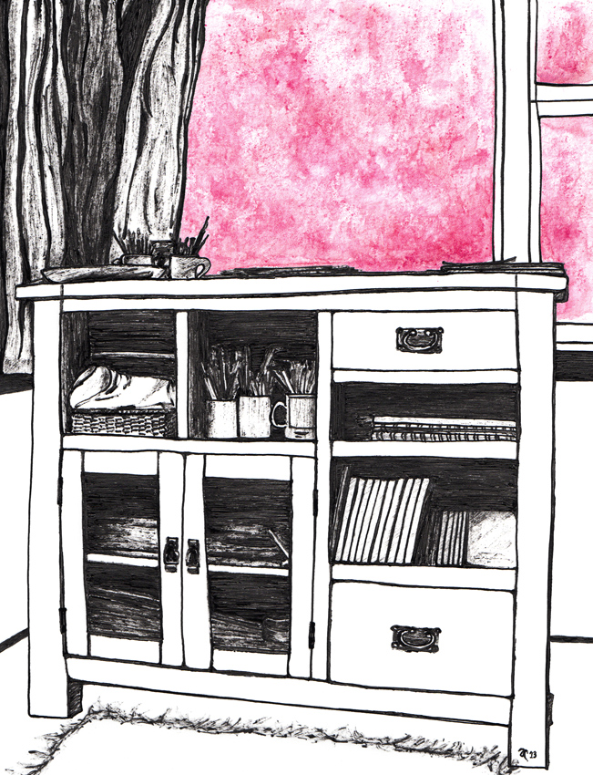 Room with a view – ink, watercolour and digital, 265 x 195 mm, 2013.
