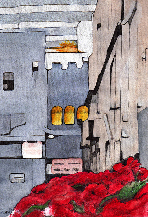 Press Lane –  mixed media, 290 x 205 mm, 2013.