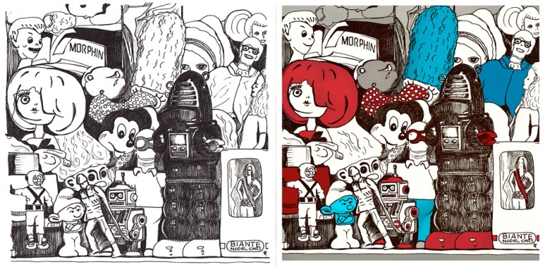 Toy museum – ink sketch and final image.
