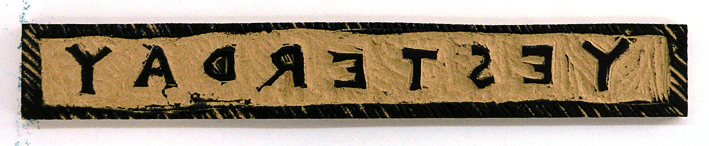 The ‘yesterday’ woodblock after printing.