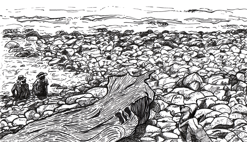 At the beach – ink on paper, 140 x 240 mm, 2013.