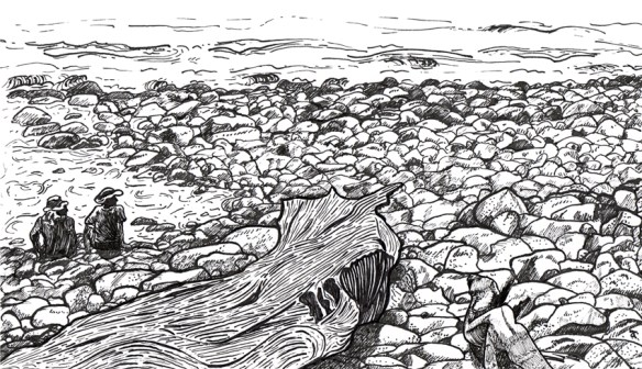 At the beach – ink on paper, 140 x 240 mm, 2013.