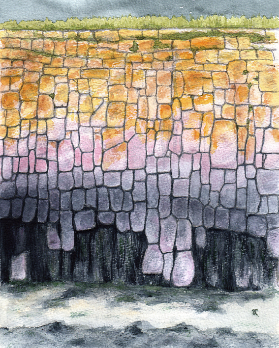 Harbour wall – graphite and watercolour, 255 x 205 mm, © Anna Cull 2013.
