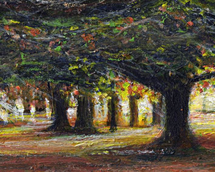 Sunlight is green – acrylic on watercolour paper, detail.