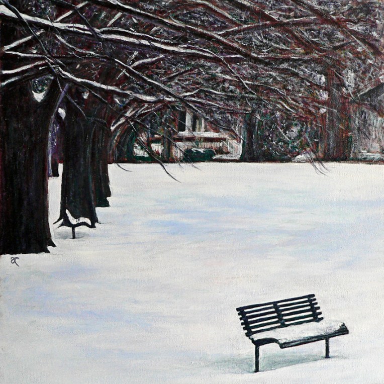 The colour of snow – acrylic on canvas, 315 x 315 mm, 2013.