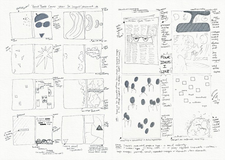 Beat book cover design – sketches and layout ideas  Visual diary, two-page spread (student project, 2011)