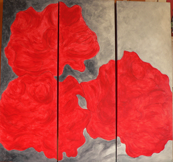 Peonies triptych (WIP #2)