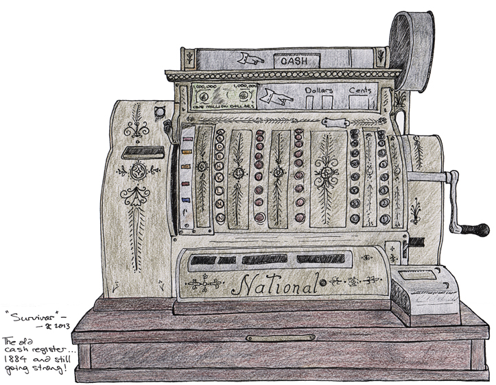 Survivor – ink and coloured pencil, 195 x 220 mm, 2013