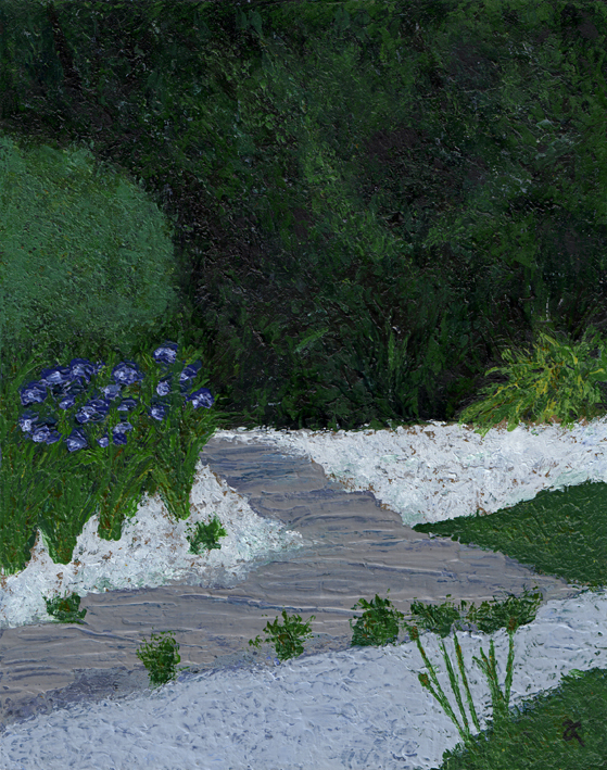 The iris patch – acrylic with palette knife, 255 x 200 mm, 2013