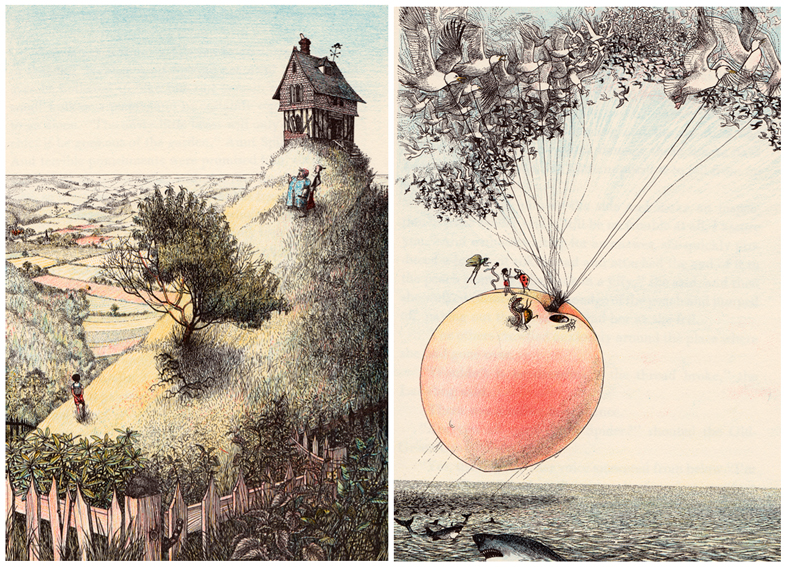Nancy Ekholm Burkert – illustrations from James and the Giant Peach Images from http://myvintagebookcollectioninblogform.blogspot.co.nz
