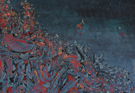 Autumn calling, blue – mixed media, 2013