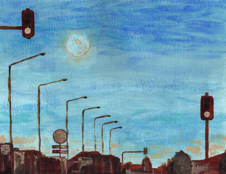 Moon over Moorhouse, WIP – underpainting