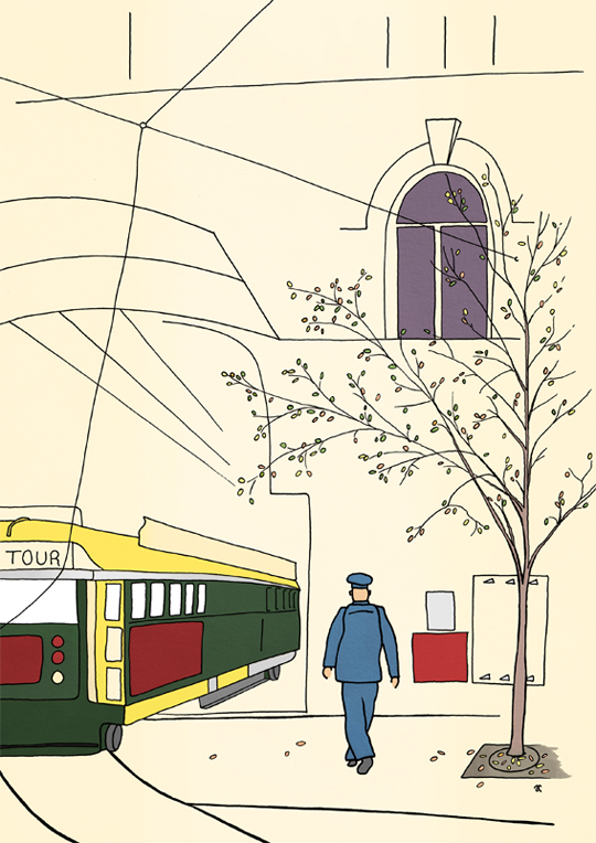 Tram – ink and digital, 297 x 210 mm, 2013