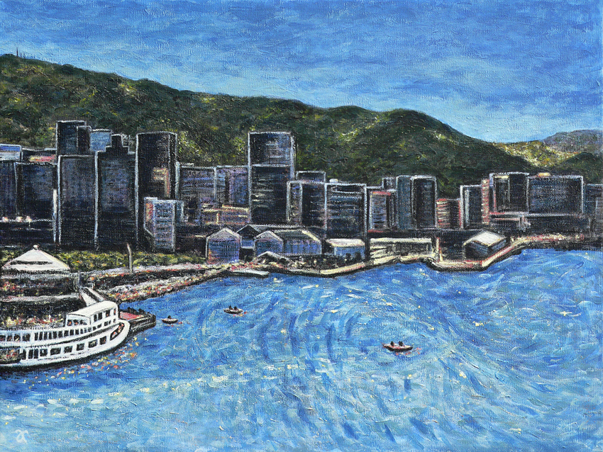 Wellington Harbour – acrylic on canvas, 455 x 610 mm, 2014