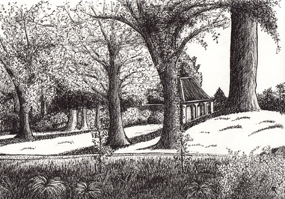 The riverbank – ink on paper, 145 x 210 mm, 2014