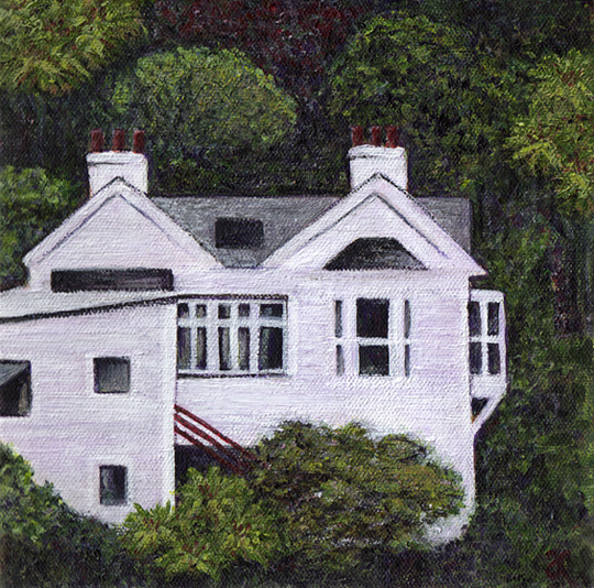 White house, Dunedin – acrylic on canvas, 200 x 200 mm, 2014