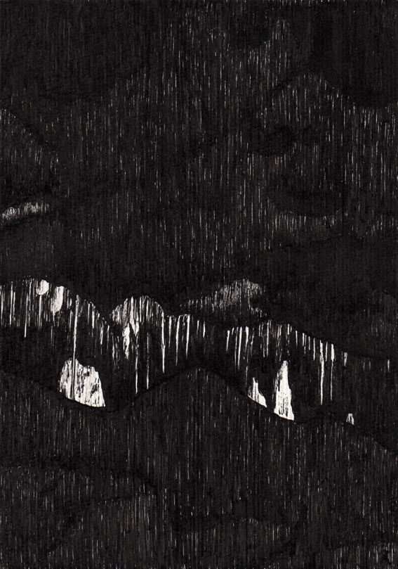 Jewel Cave, ink sketch prior to editing