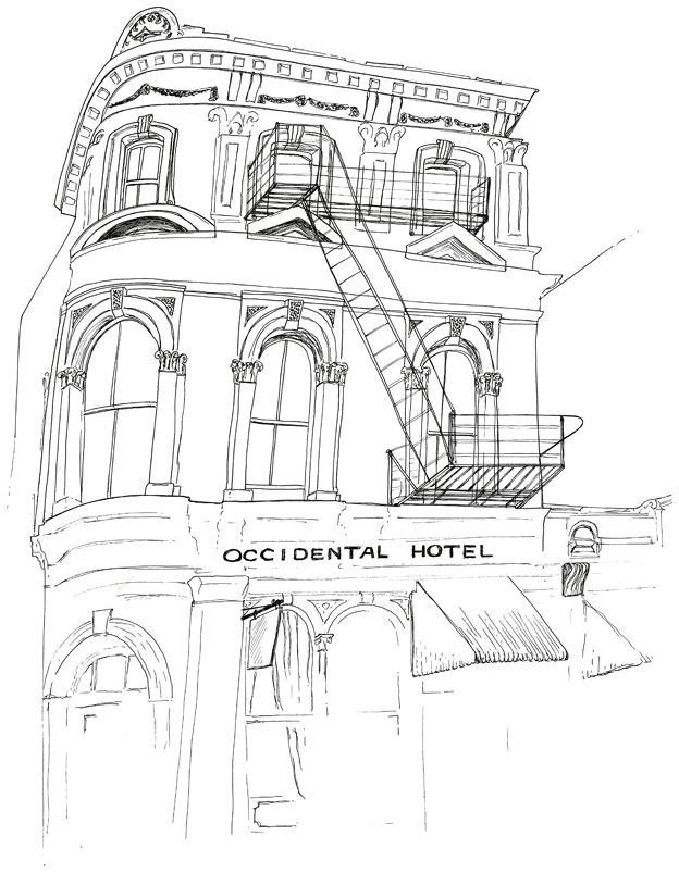 Occidental Hotel sketch – ink on paper, 2010
