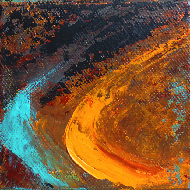Time slip – acrylic on canvas, 102 x 102 mm, 2014 (for sale)