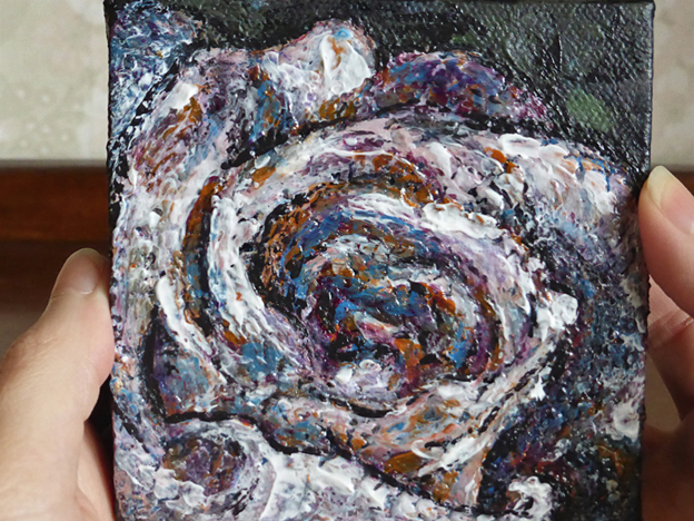 French Lace, with thanks – acrylic on canvas, 102 x 102 mm, 2015