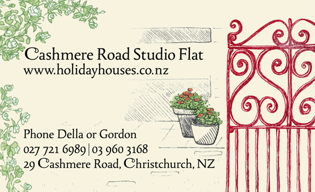 Cashmere Road Studio Flat, business card design, 2014