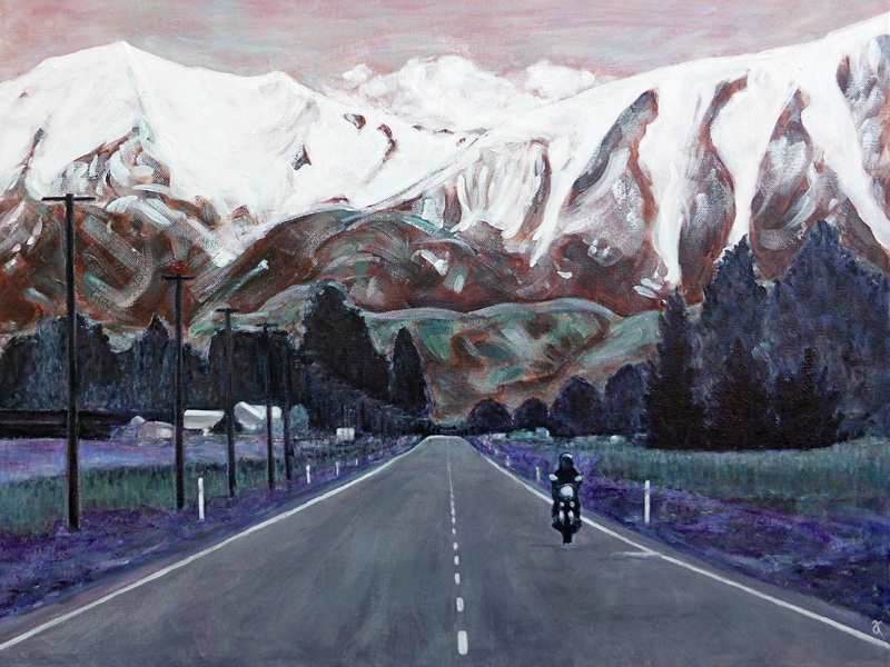 On the road again – acrylic on canvas, 455 x 610 mm, 2015