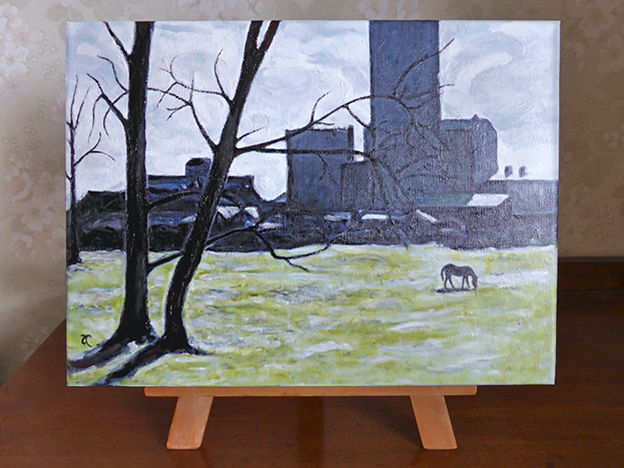 A frosty morning – acrylic on canvas, 305 x 405 mm, 2015. Available for purchase.