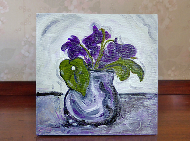 Violet Study — acrylic on stretched canvas, 150 x 150 mm
