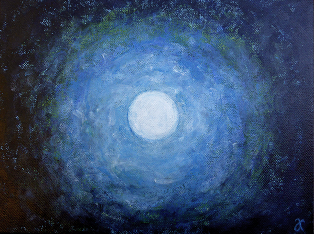 Blue Moon — acrylic on canvas, 230 x 305 mm