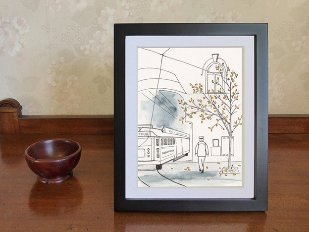 Cathedral Junction — ink and watercolour, unframed, 240 x 180 mm