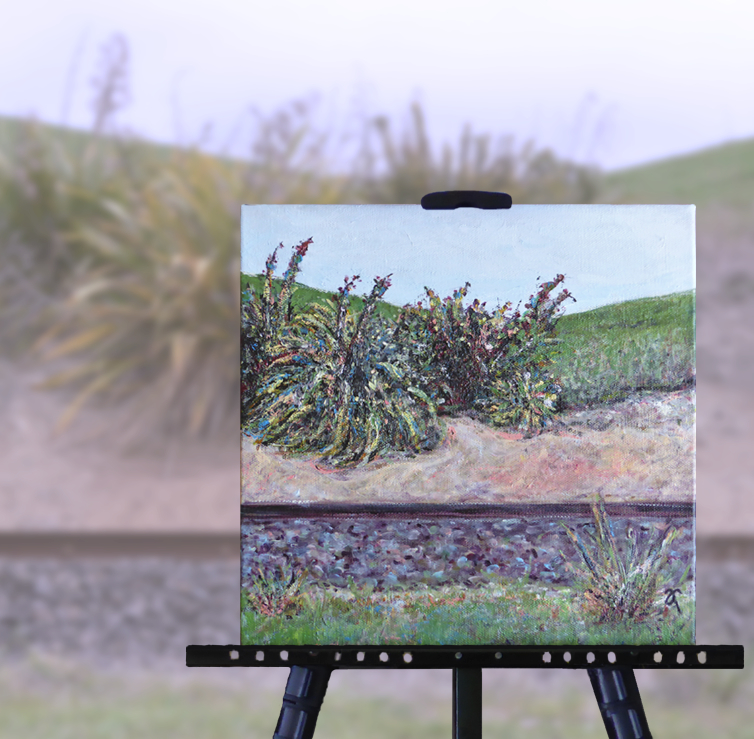 Sidetracked, 12 x 12 inches