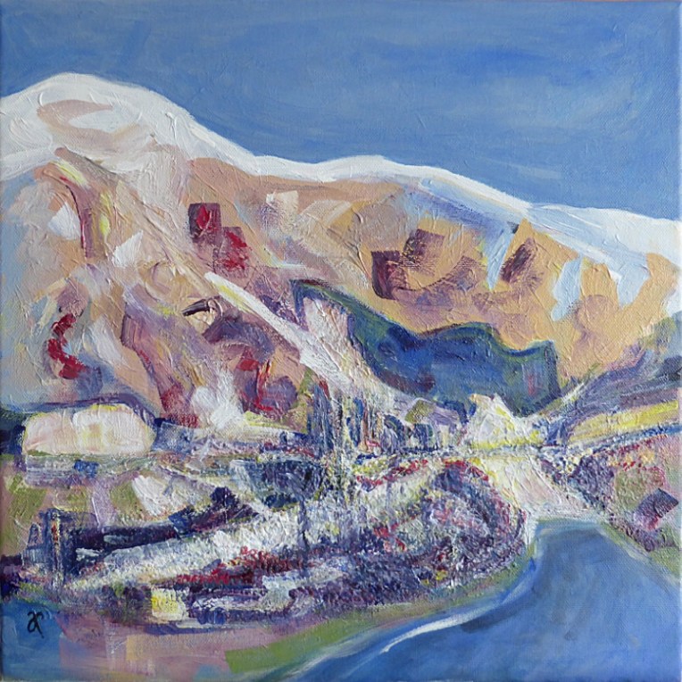 An Approach to Sunlight – acrylic on canvas, 405 x 405 mm, 2017