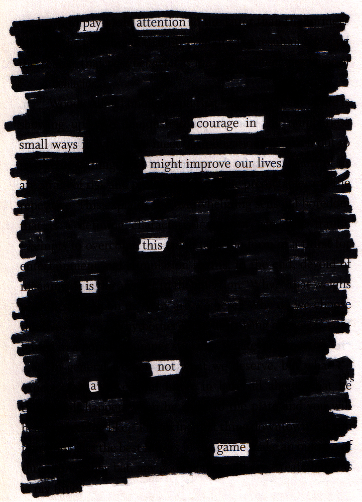 redacted text poem by Anna Cull