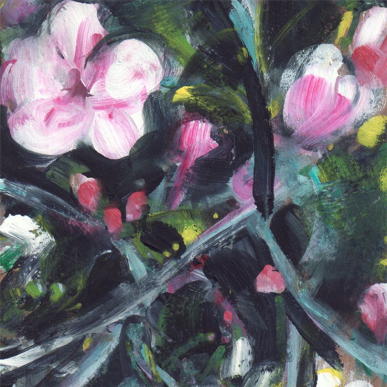 a small acrylic painting study of spring blossoms by Anna Cull Art, New Zealand