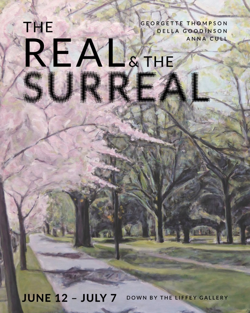 exhibition poster featuring my painting of spring blossoms in Hagley Park